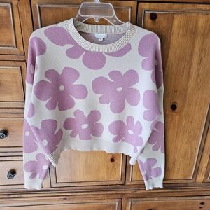 Debut Pink Floral Crew Neck Sweater